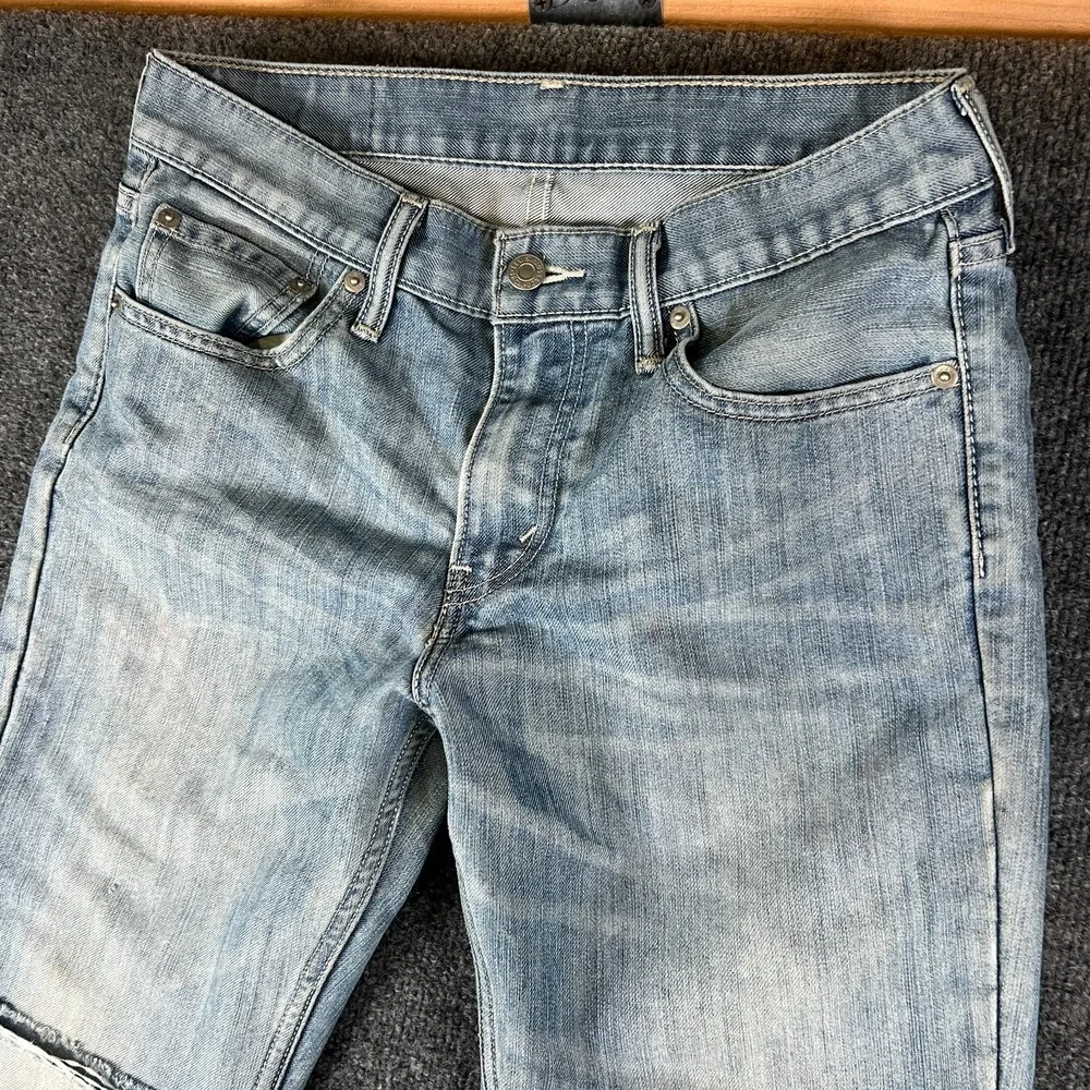 Levi's 511 Skinny Jeans Mens‎ 31x29 Whiskered Blue Denim Cotton Slim Distressed